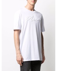 T-shirt à col rond brodé blanc Philipp Plein