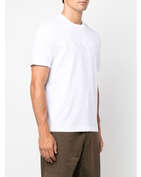 T-shirt à col rond brodé blanc Lanvin