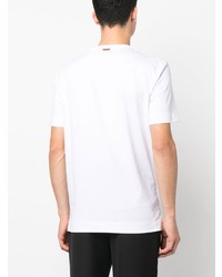 T-shirt à col rond brodé blanc Zegna