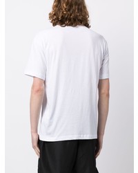 T-shirt à col rond brodé blanc Ea7 Emporio Armani