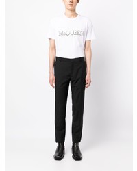 T-shirt à col rond brodé blanc Alexander McQueen