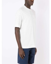 T-shirt à col rond brodé blanc Emporio Armani