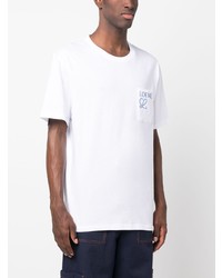 T-shirt à col rond brodé blanc Loewe