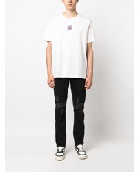 T-shirt à col rond brodé blanc Balmain