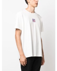 T-shirt à col rond brodé blanc Balmain