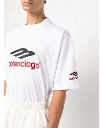 T-shirt à col rond brodé blanc Balenciaga