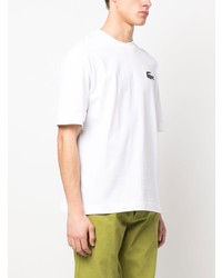 T-shirt à col rond brodé blanc Lacoste