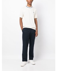 T-shirt à col rond brodé blanc Fred Perry