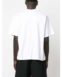 T-shirt à col rond brodé blanc Sacai