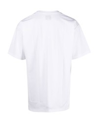 T-shirt à col rond brodé blanc Needles