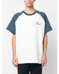 T-shirt à col rond brodé blanc Rhude