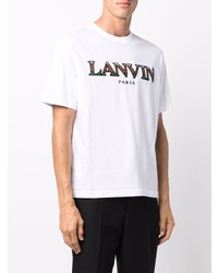 T-shirt à col rond brodé blanc Lanvin