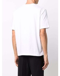 T-shirt à col rond brodé blanc Lanvin