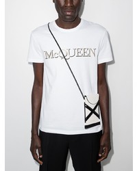 T-shirt à col rond brodé blanc Alexander McQueen