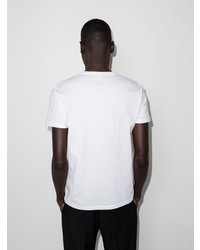 T-shirt à col rond brodé blanc Alexander McQueen