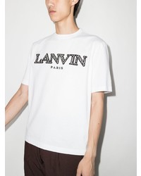 T-shirt à col rond brodé blanc Lanvin