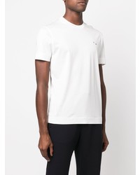 T-shirt à col rond brodé blanc Emporio Armani