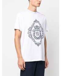 T-shirt à col rond brodé blanc Billionaire