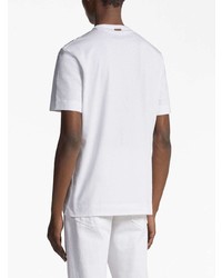 T-shirt à col rond brodé blanc Zegna