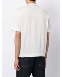 T-shirt à col rond brodé blanc Emporio Armani