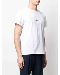 T-shirt à col rond brodé blanc Maison Margiela