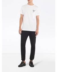 T-shirt à col rond brodé blanc Giuseppe Zanotti