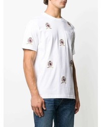 T-shirt à col rond brodé blanc Tommy Hilfiger