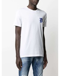 T-shirt à col rond brodé blanc Dondup