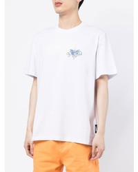 T-shirt à col rond brodé blanc MSGM