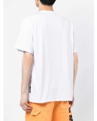 T-shirt à col rond brodé blanc MSGM