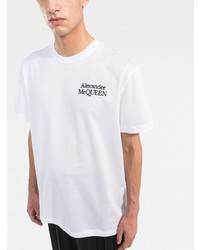 T-shirt à col rond brodé blanc Alexander McQueen