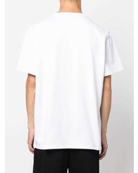 T-shirt à col rond brodé blanc Alexander McQueen