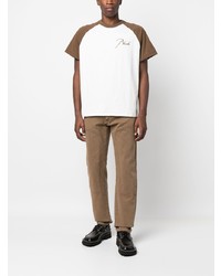 T-shirt à col rond brodé blanc Rhude