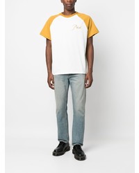 T-shirt à col rond brodé blanc Rhude