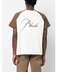 T-shirt à col rond brodé blanc Rhude