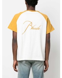 T-shirt à col rond brodé blanc Rhude