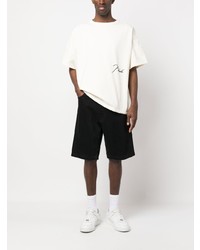 T-shirt à col rond brodé blanc Rhude