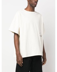 T-shirt à col rond brodé blanc Rhude