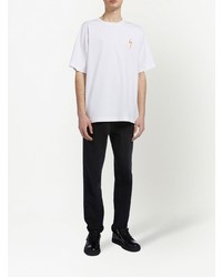 T-shirt à col rond brodé blanc Giuseppe Zanotti