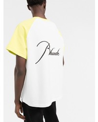 T-shirt à col rond brodé blanc Rhude