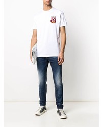 T-shirt à col rond brodé blanc DSQUARED2