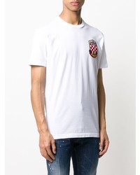 T-shirt à col rond brodé blanc DSQUARED2