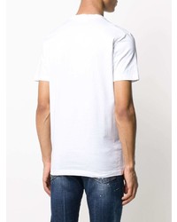 T-shirt à col rond brodé blanc DSQUARED2