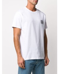 T-shirt à col rond brodé blanc Loewe