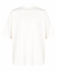 T-shirt à col rond brodé blanc Magliano