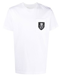 T-shirt à col rond brodé blanc Maharishi