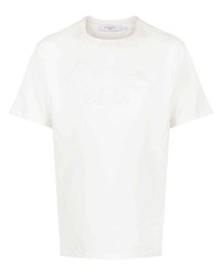 T-shirt à col rond brodé blanc MAISON KITSUNÉ