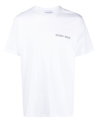 T-shirt à col rond brodé blanc Maison Labiche