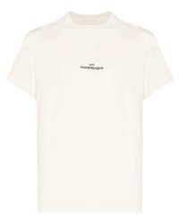 T-shirt à col rond brodé blanc Maison Margiela