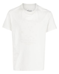 T-shirt à col rond brodé blanc Maison Margiela